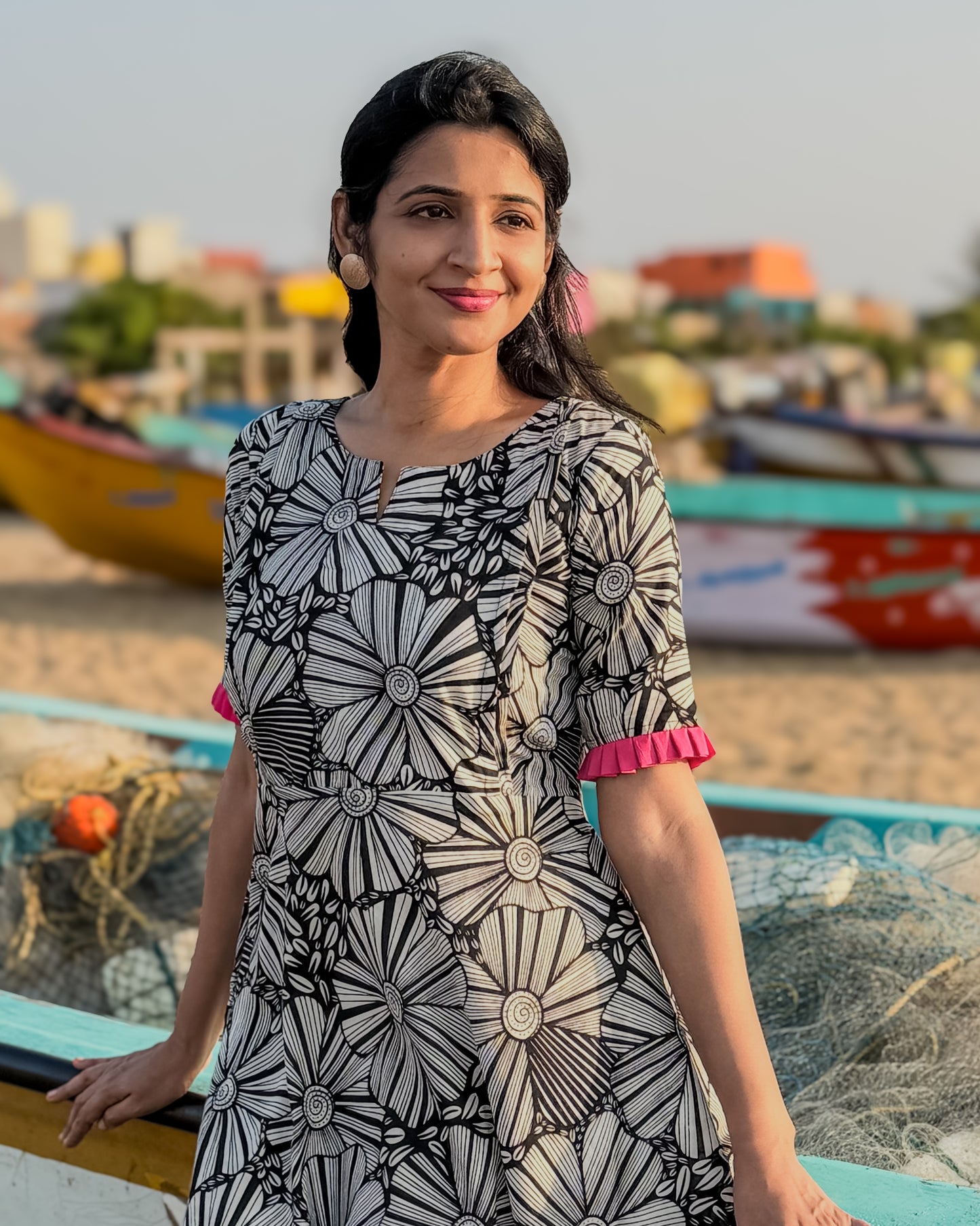 Petal Charm - Cotton Dress - Regular