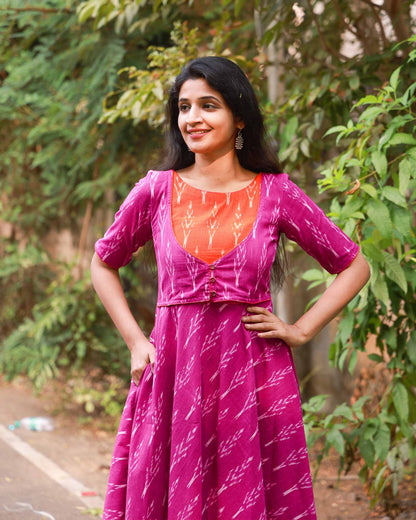 Roja : Magenta Ikat Dress - Regular