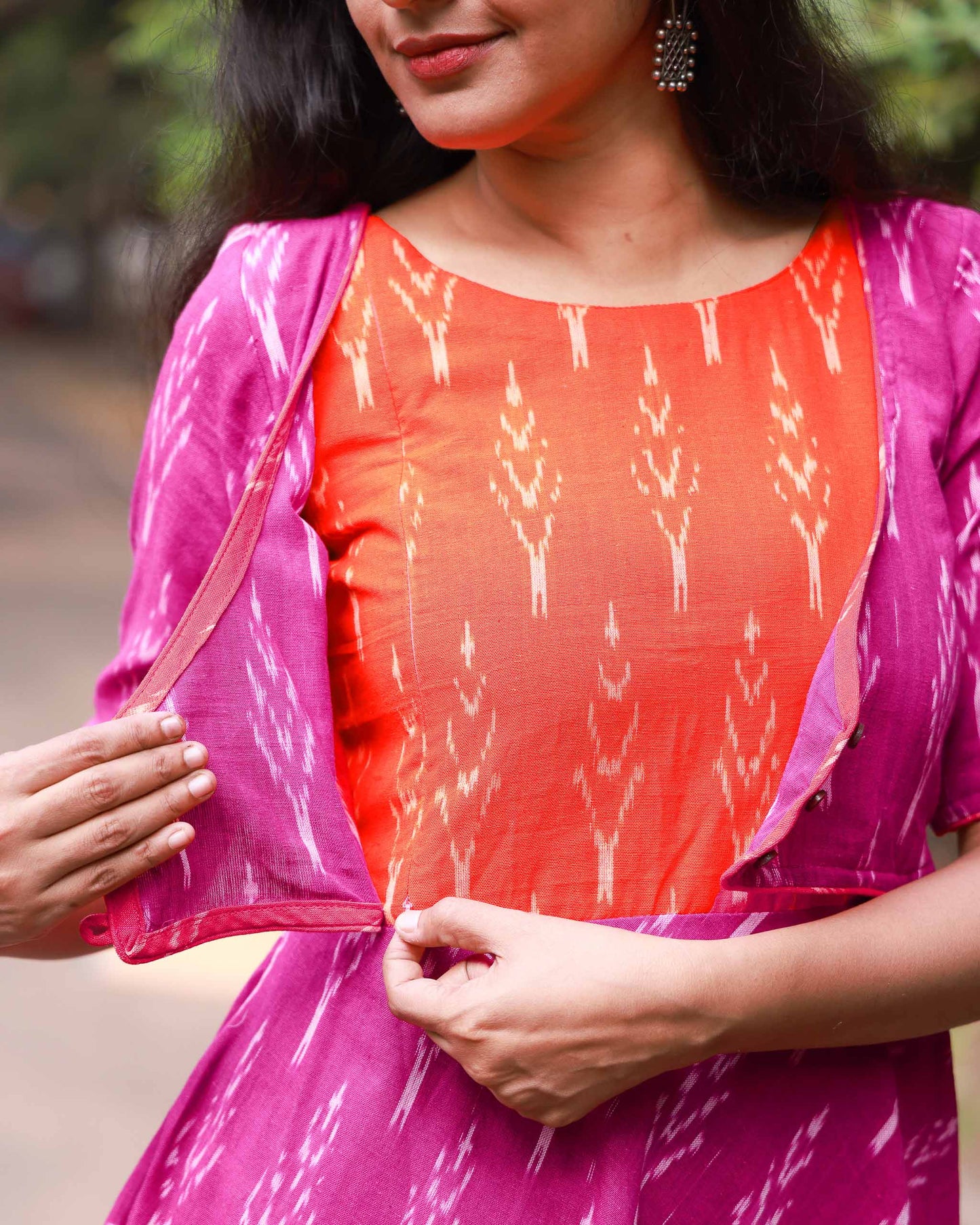 Roja : Magenta Ikat Dress - Regular