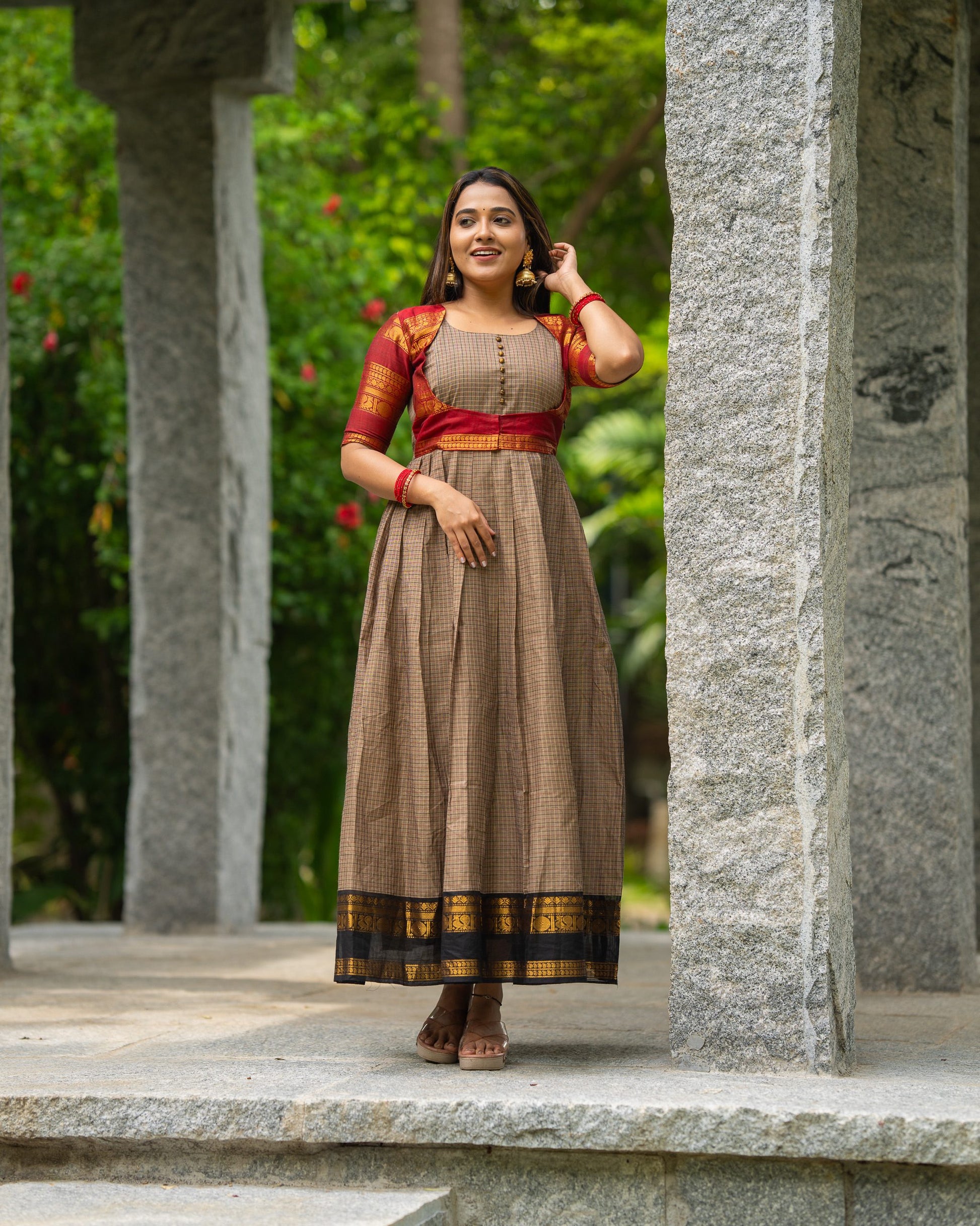 cotton maxi dress india, lightweight handloom cotton dress, sustainable cotton clothing india, eco friendly cotton dress, everyday cotton kurti, office wear cotton kurti, festive floral cotton dress, floral ikat cotton dress, pastel floral dress, elegant cotton dress for festivals, Feeding friendly , Affordable clothing, Chennai brands, Chennai clothing brands