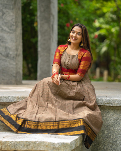 cotton maxi dress india, lightweight handloom cotton dress, sustainable cotton clothing india, eco friendly cotton dress, everyday cotton kurti, office wear cotton kurti, festive floral cotton dress, floral ikat cotton dress, pastel floral dress, elegant cotton dress for festivals, Feeding friendly , Affordable clothing, Chennai brands, Chennai clothing brands