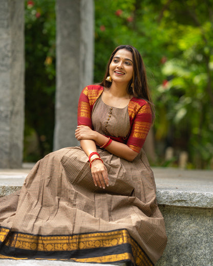 cotton maxi dress india, lightweight handloom cotton dress, sustainable cotton clothing india, eco friendly cotton dress, everyday cotton kurti, office wear cotton kurti, festive floral cotton dress, floral ikat cotton dress, pastel floral dress, elegant cotton dress for festivals, Feeding friendly , Affordable clothing, Chennai brands, Chennai clothing brands