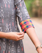 Load image into Gallery viewer, Shakti - Grey Ikat Kurti

