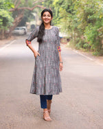 Load image into Gallery viewer, Shakti - Grey Ikat Kurti

