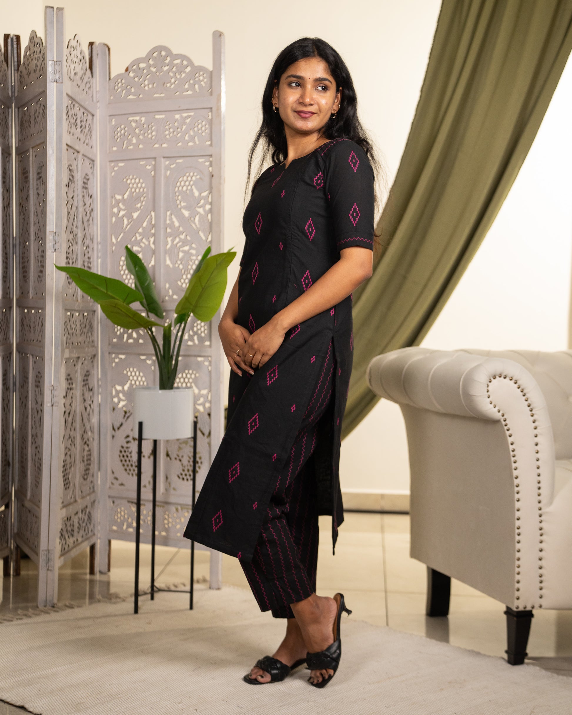 cotton maxi dress india, lightweight handloom cotton dress, sustainable cotton clothing india, eco friendly cotton dress, everyday cotton kurti, office wear cotton kurti, festive floral cotton dress, floral ikat cotton dress, pastel floral dress, elegant cotton dress for festivals, Feeding friendly , Affordable clothing, Chennai brands, Chennai clothing brands