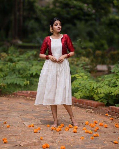 cotton maxi dress india, lightweight handloom cotton dress, sustainable cotton clothing india, eco friendly cotton dress, everyday cotton kurti, office wear cotton kurti, festive floral cotton dress, floral ikat cotton dress, pastel floral dress, elegant cotton dress for festivals, Feeding friendly , Affordable clothing, Chennai brands, Chennai clothing brands