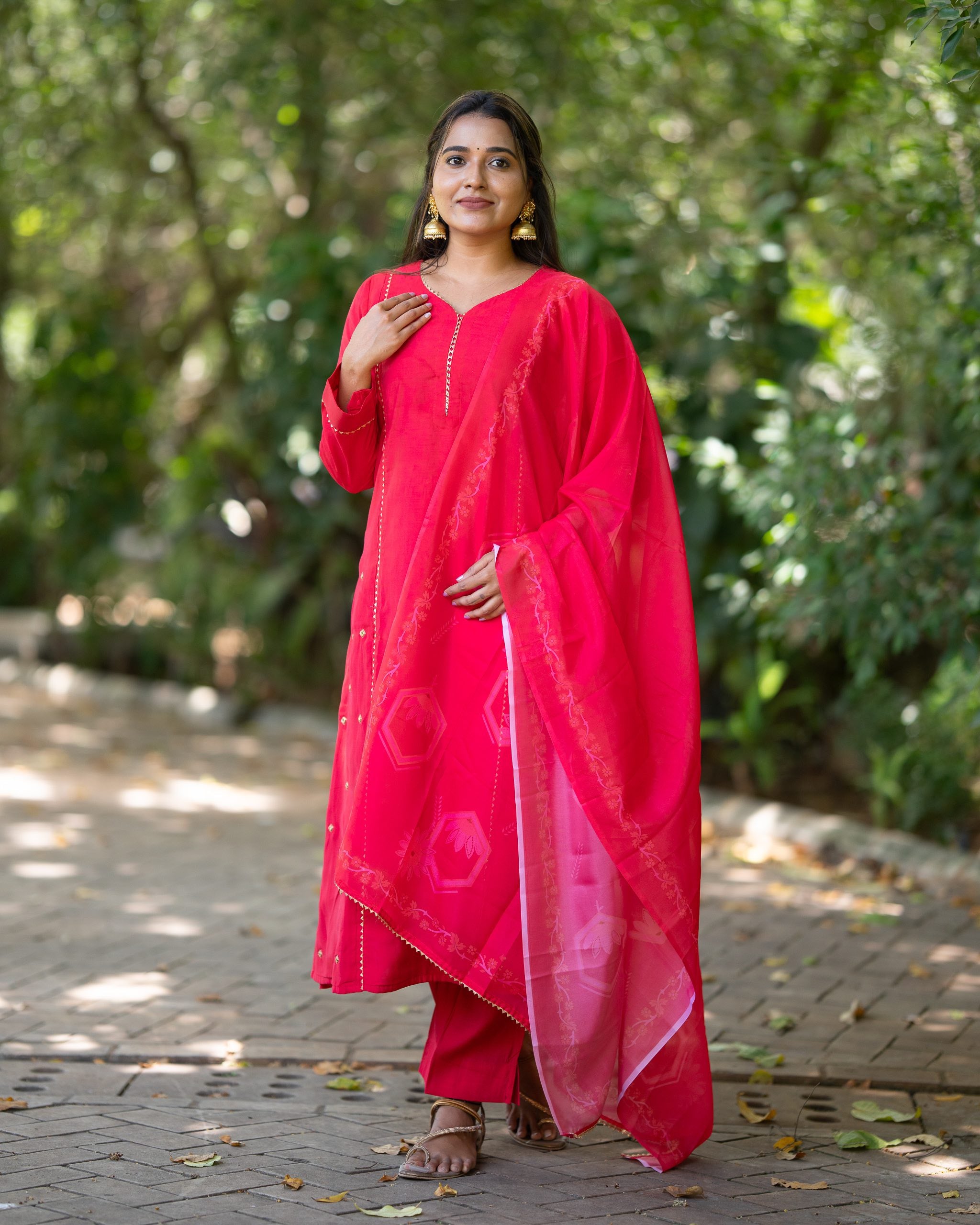 Veera  - Nursing Festive Silk Kurti set & Dupatta