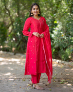 Load image into Gallery viewer, Veera  - Nursing Festive Silk Kurti set &amp; Dupatta
