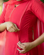 Load image into Gallery viewer, Veera  - Nursing Festive Silk Kurti set &amp; Dupatta
