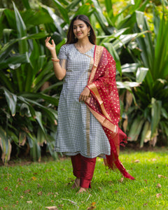 Vidya - Nursing Festive Kurti set with Dupatta
