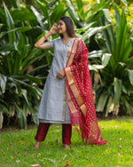 Load image into Gallery viewer, Vidya - Nursing Festive Kurti set with Dupatta
