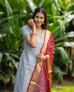 Load image into Gallery viewer, Vidya - Nursing Festive Kurti set with Dupatta
