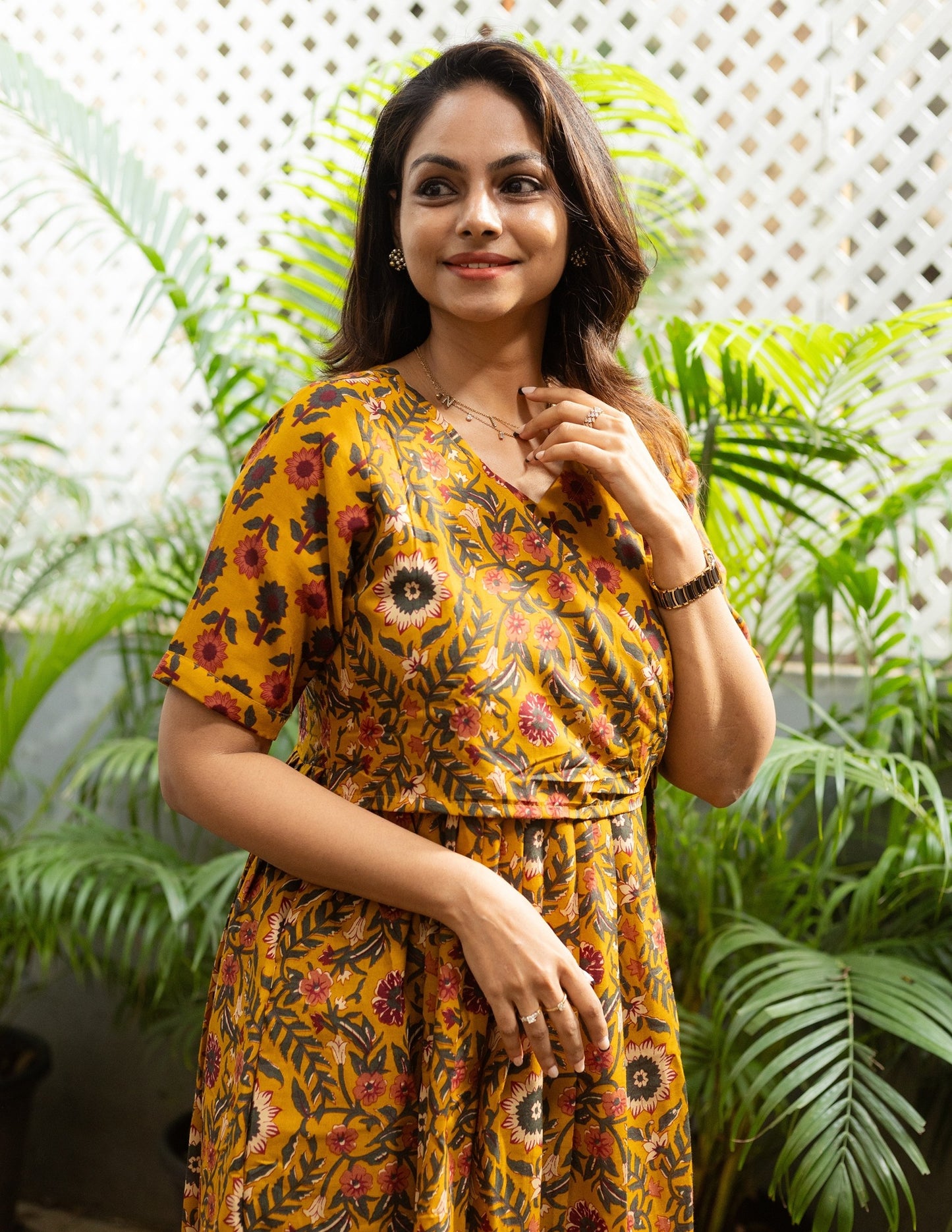 cotton maxi dress india, lightweight handloom cotton dress, sustainable cotton clothing india, eco friendly cotton dress, everyday cotton kurti, office wear cotton kurti, festive floral cotton dress, floral ikat cotton dress, pastel floral dress, elegant cotton dress for festivals, Feeding friendly , Affordable clothing, Chennai brands, Chennai clothing brands