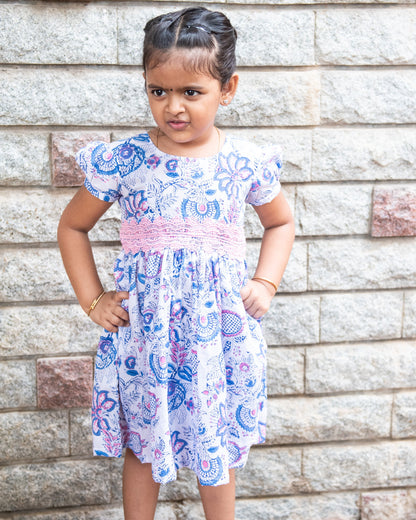 White frock with pink lace