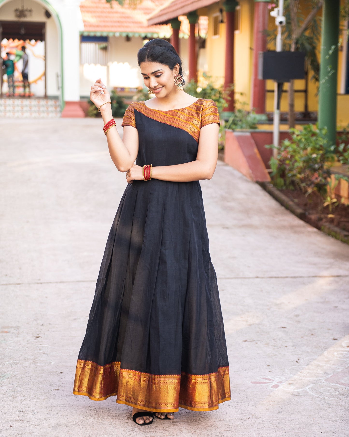 narayanpet dress,silk cotton dress,cotton dress,dress with zari,customise option,silk dress,ethnic wear,indian wear,traditional wear,indian dress,pleated dress,short sleeve dress,knee length dress,full length dress,festive wear