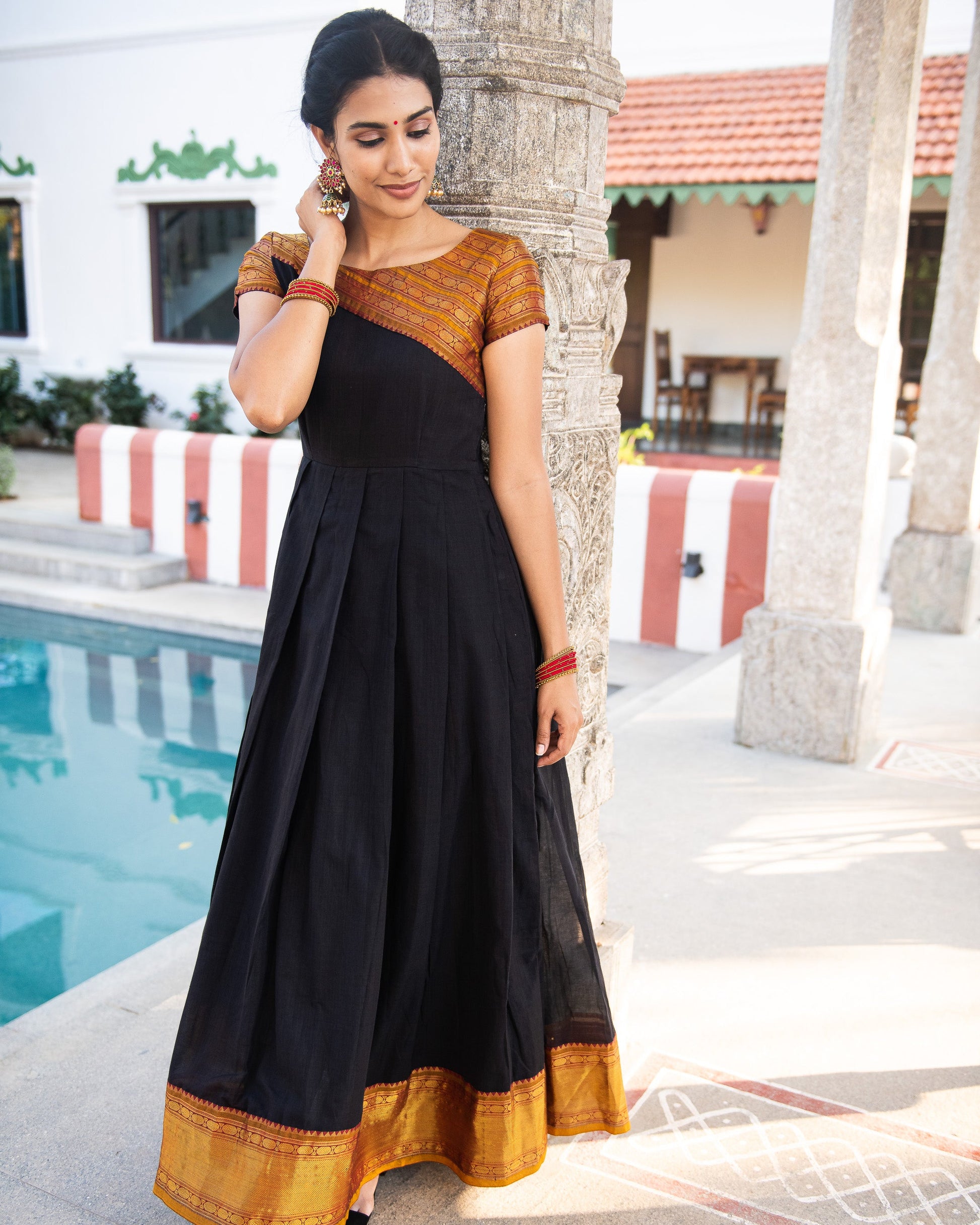 black and gold indian dress Bria Halter Top | Gold | Tops main image 1