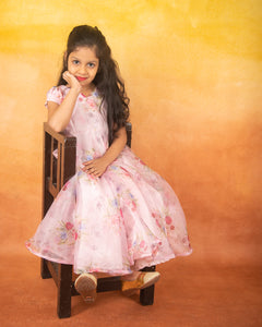 Gautami mini – A baby pink Organza gown for girls – Studio Trayee