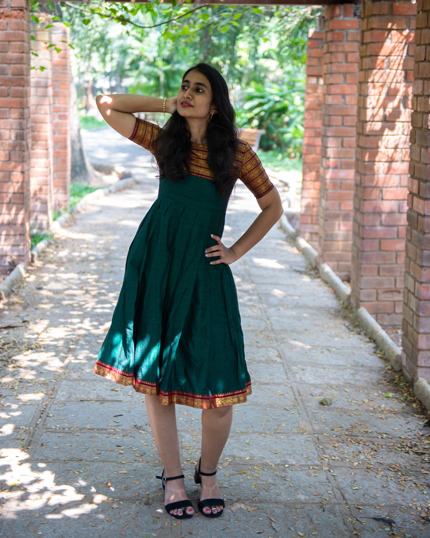 narayanpet dress,silk cotton dress,cotton dress,dress with zari,customise option,silk dress,ethnic wear,indian wear,traditional wear,indian dress,pleated dress,short sleeve dress,knee length dress,full length dress,festive wear