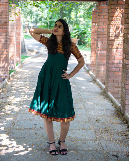 narayanpet dress,silk cotton dress,cotton dress,dress with zari,customise option,silk dress,ethnic wear,indian wear,traditional wear,indian dress,pleated dress,short sleeve dress,knee length dress,full length dress,festive wear